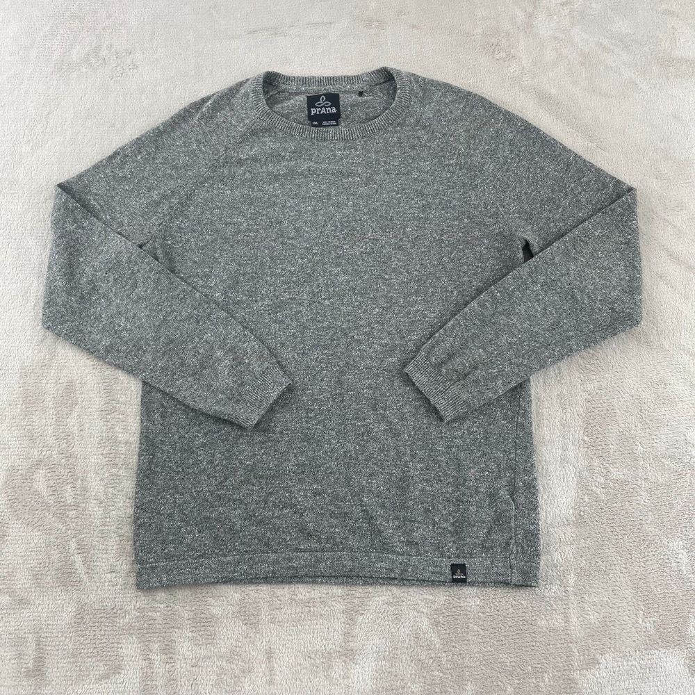 prAna Kaola Crew Sweater Men Small Grey Long Sleeve Organic Standard Fit